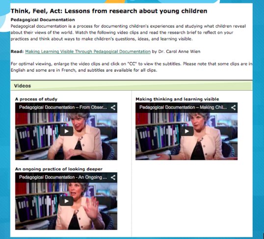Think, Act, Feel Videos on Documentation