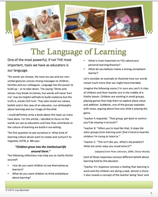 The Language of Learning - Lisa Burman