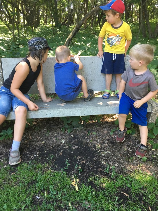 Children looking for shapes